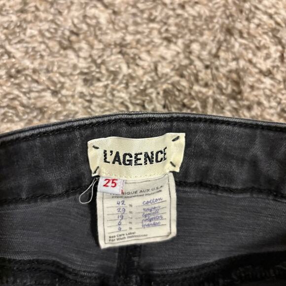 L'AGENCE Margot High Rise Distressed Skinny Washed Black Jeans 25 - Picture 9 of 11